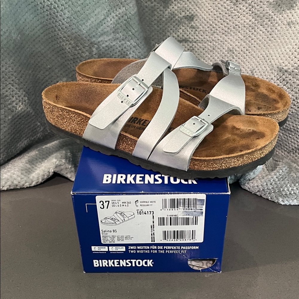 Birkenstock Metallic Silver Sandals Salina size 37